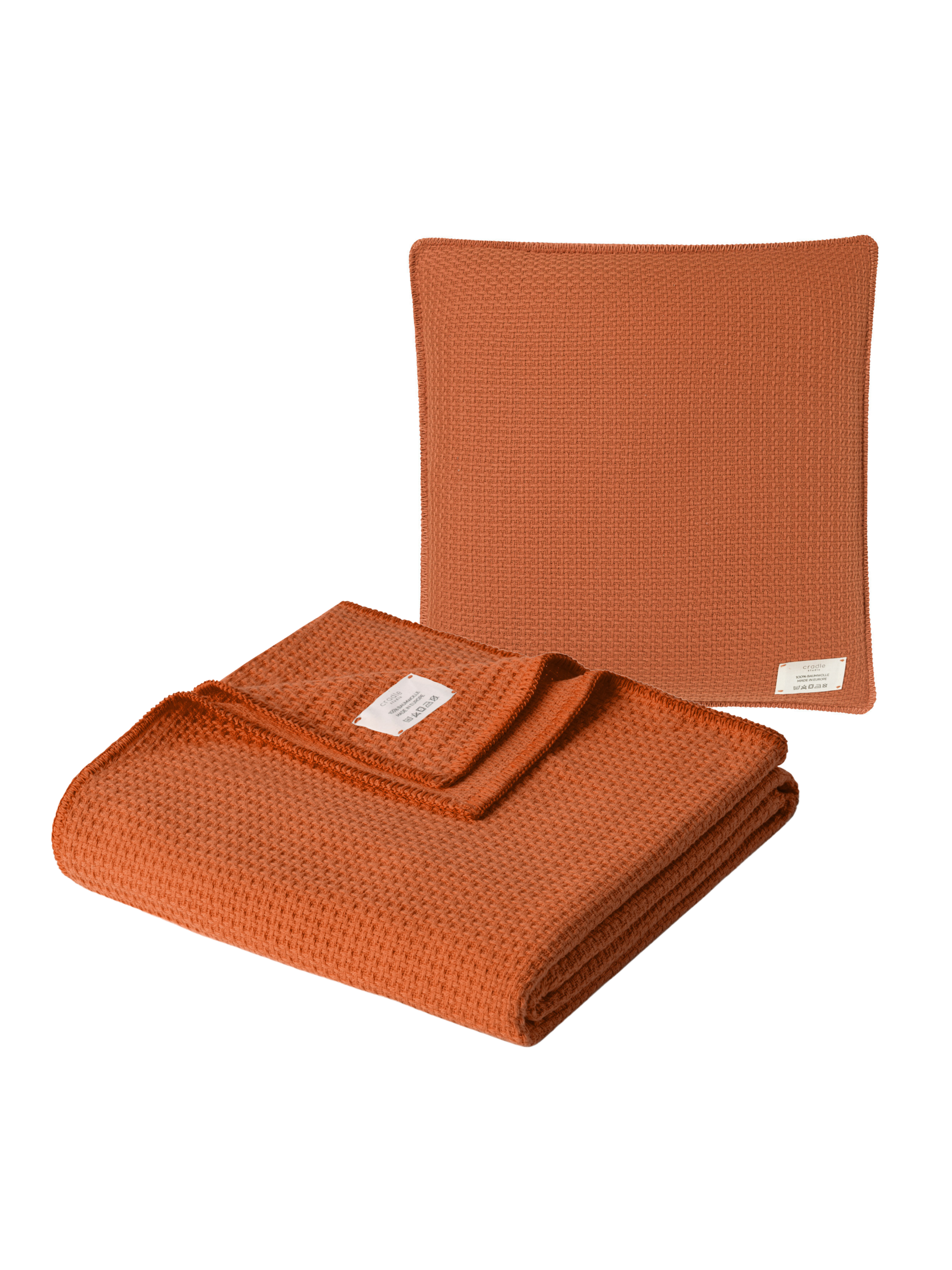 Set of Knit Cushion & Blanket / Burnt Orange