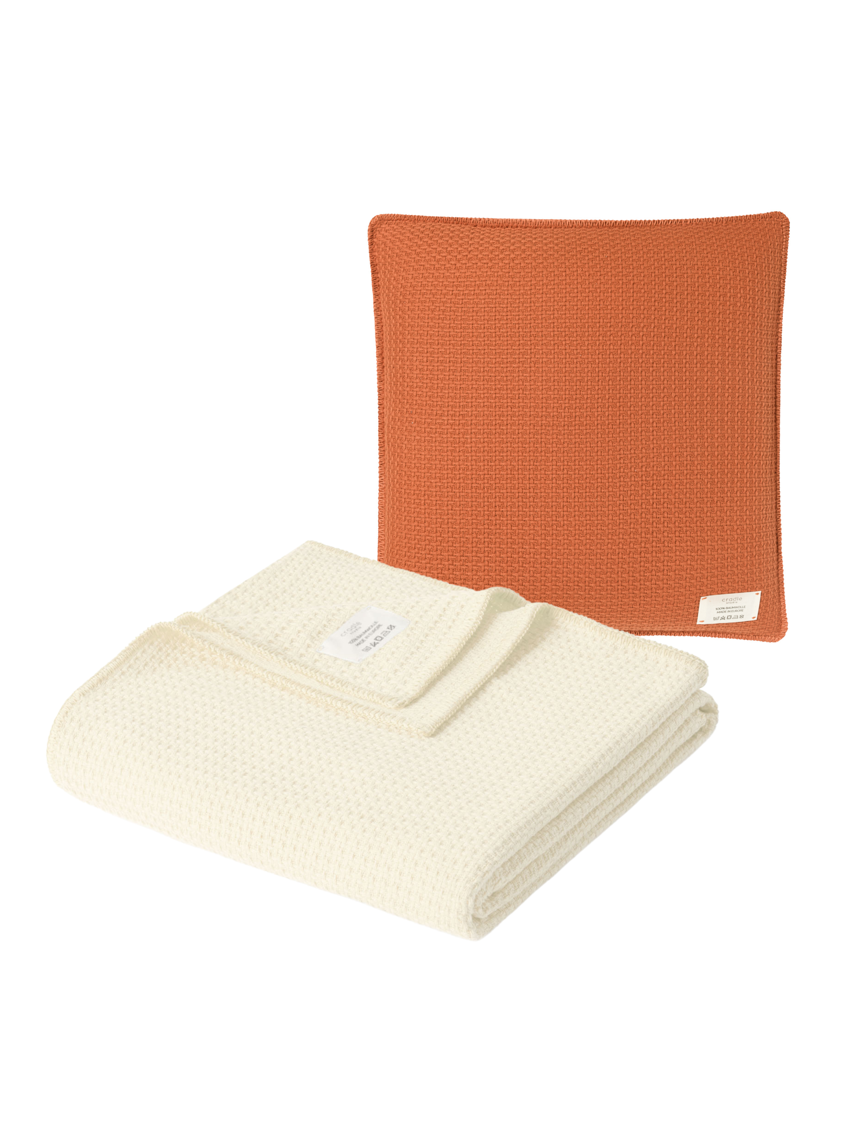 Set of Knit Cushions / Butter & Burnt Orange