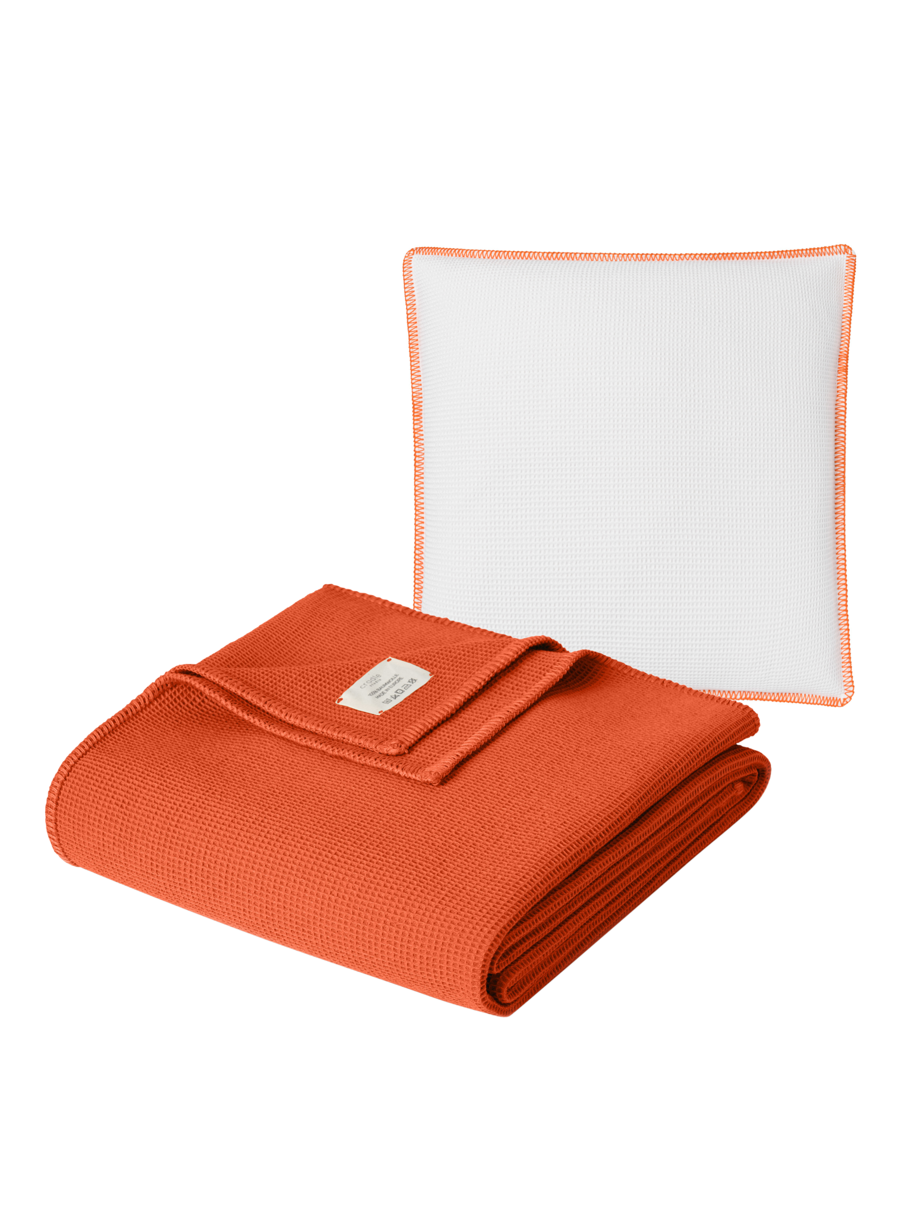 Set of Piqué Cushion & Blanket / Pumpkin & Aperitivo