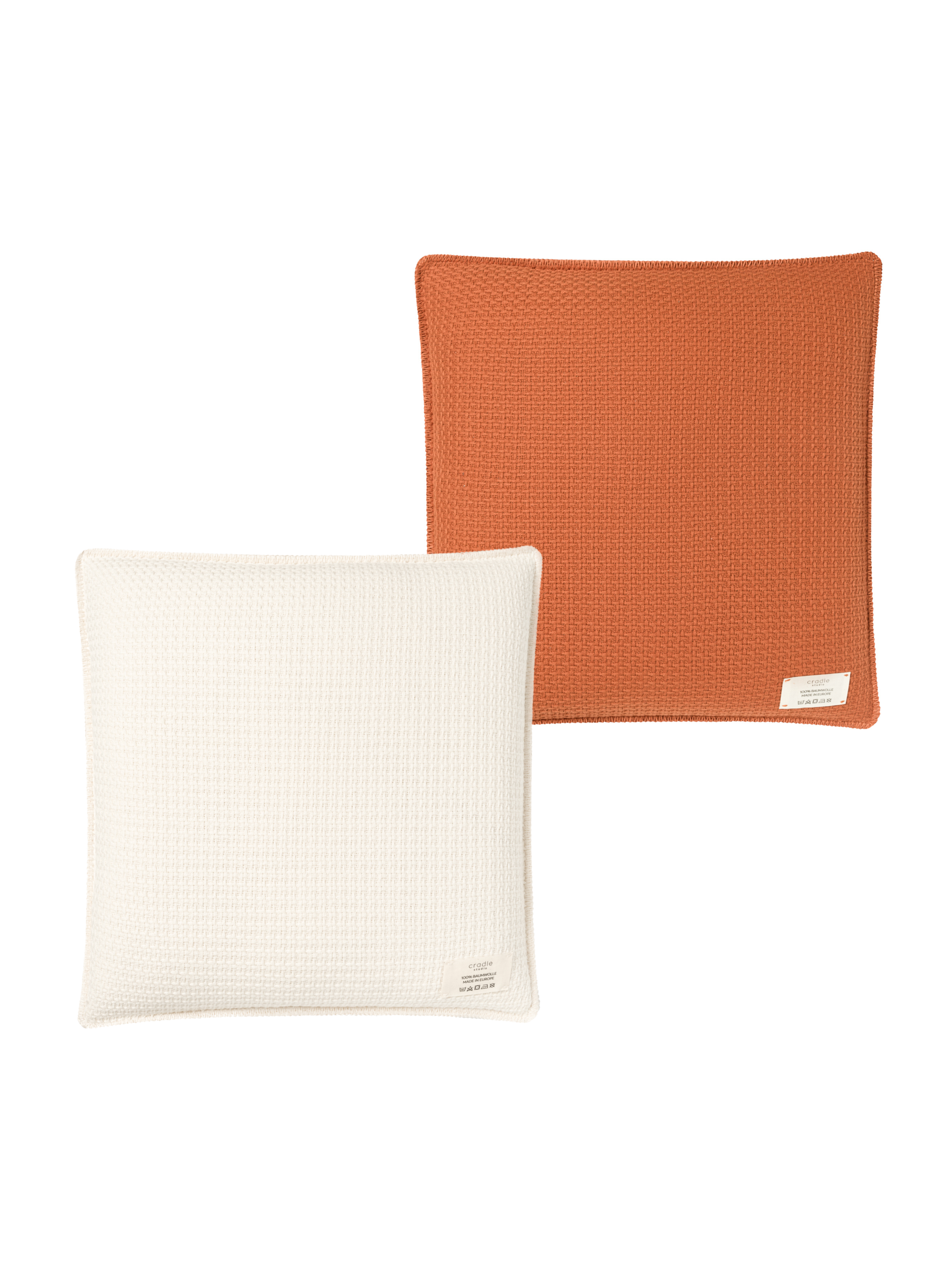 Set of Knit Cushions / Butter & Burnt Orange