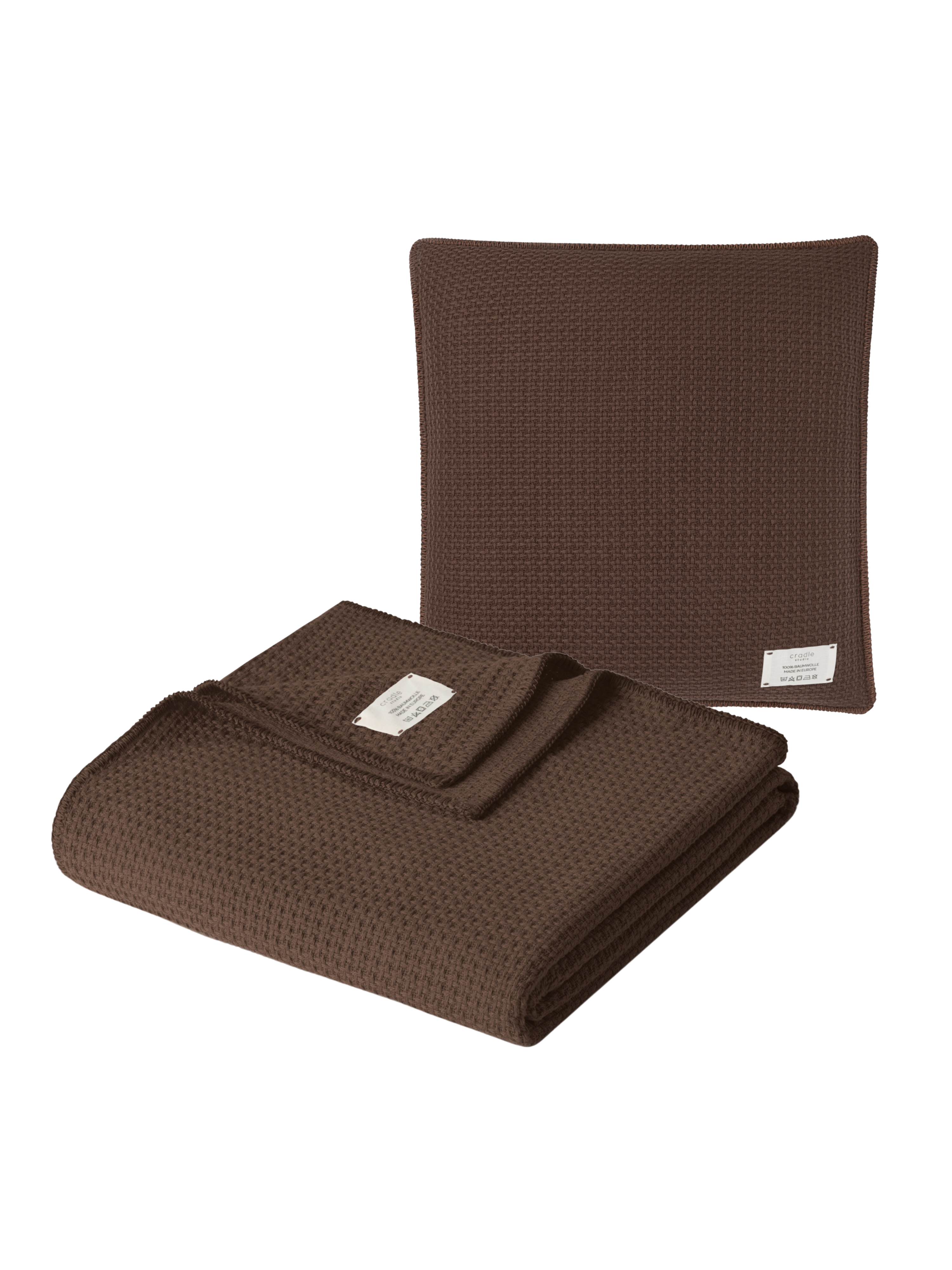 Set of Knit Cushion & Blanket / Choco