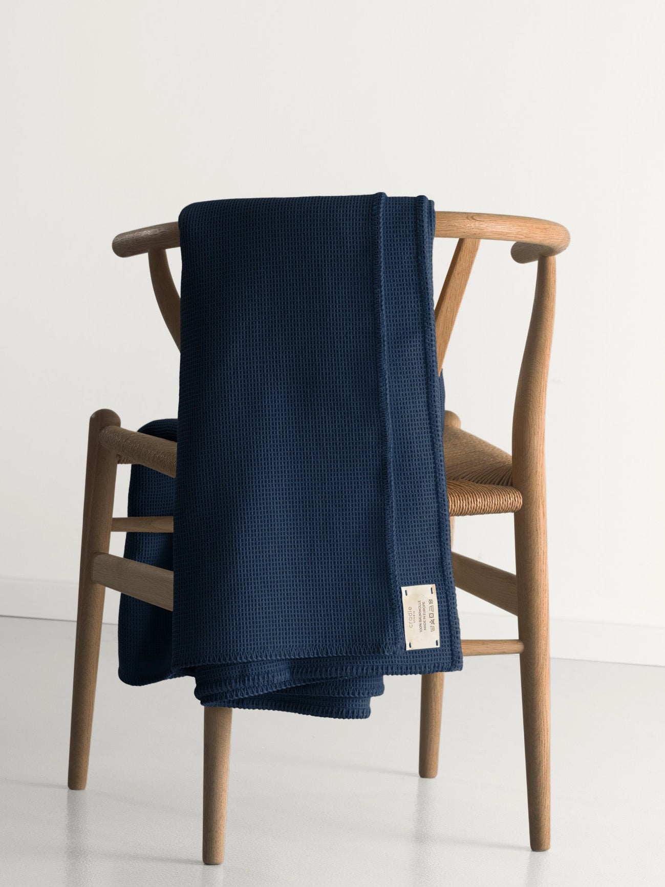 Set aus Piqué Kissen & Decke / Marine