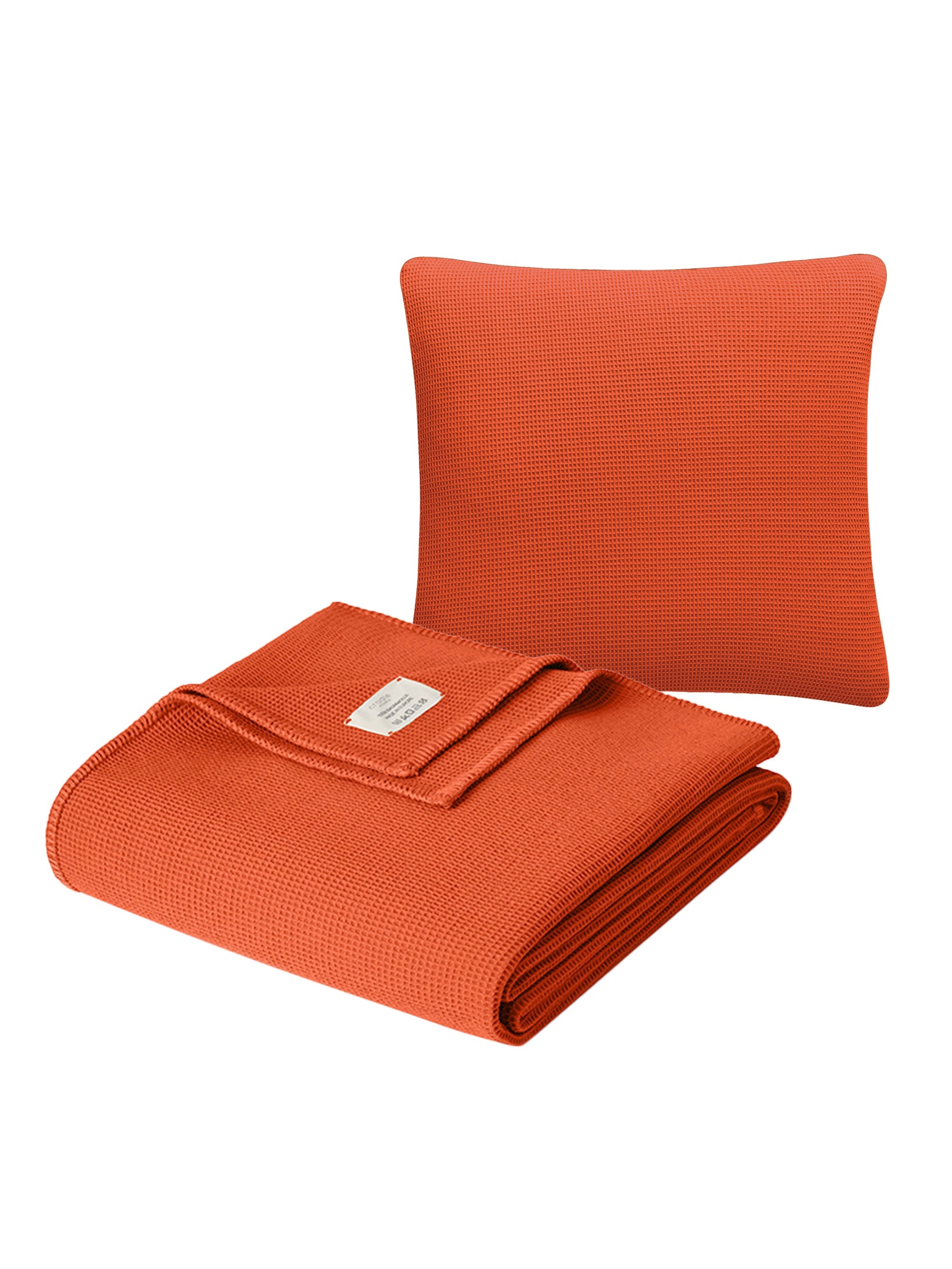 Set aus Piqué Kissen & Decke / Pumpkin