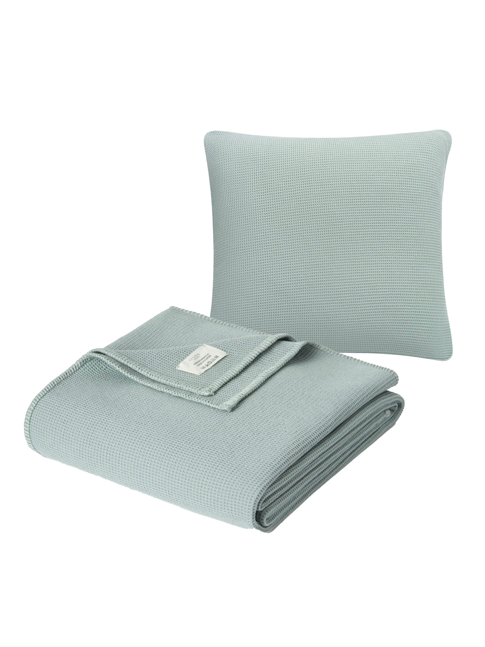 Piqué Cushion & Blanket Set / Mint